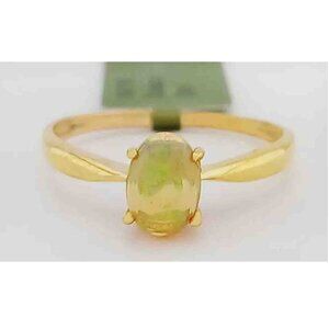 Genuine 0.69 Cts Opal Solitaire Ring 10k Yellow Gold